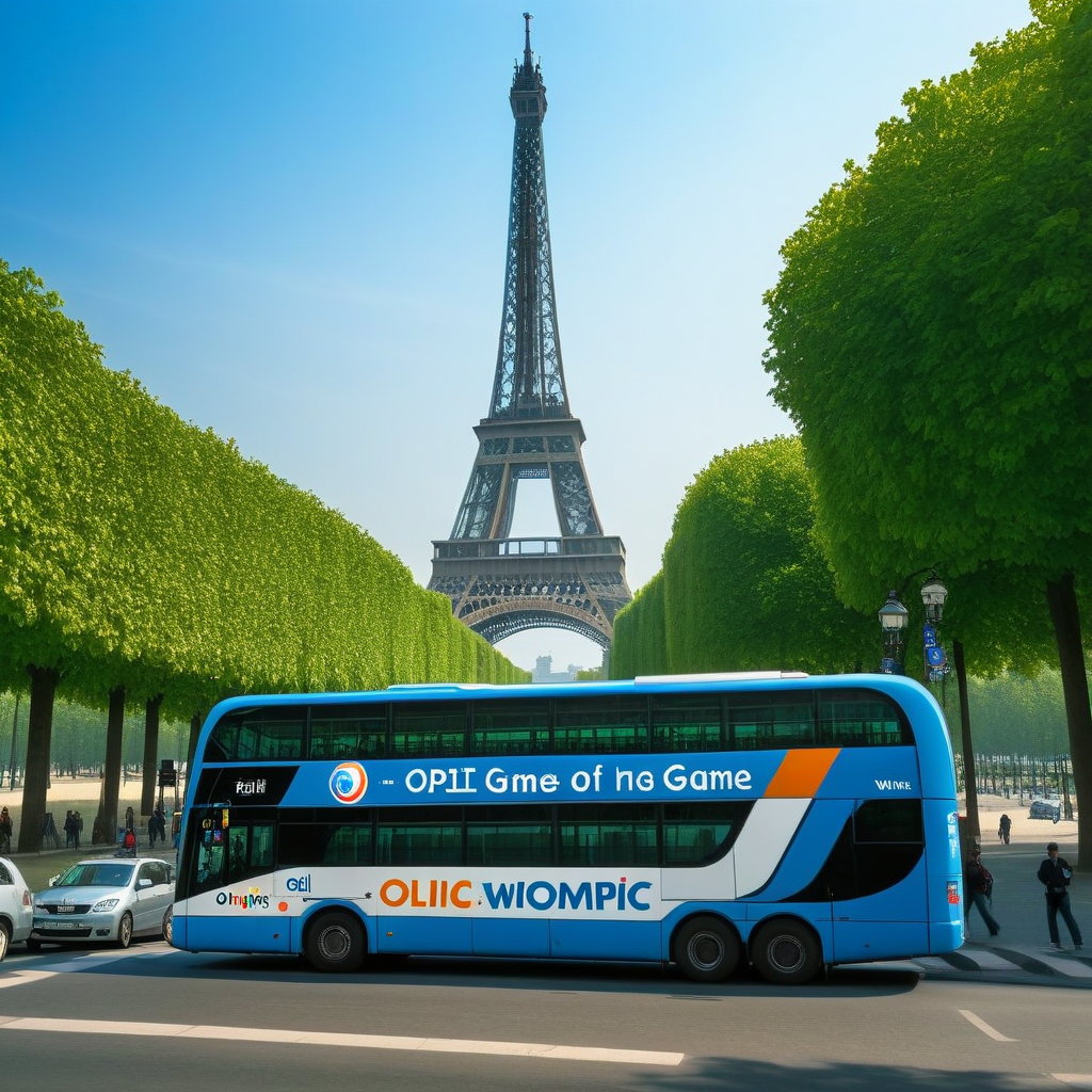 ia image qui presente les moyen du transport vers les JO 2024 Paris